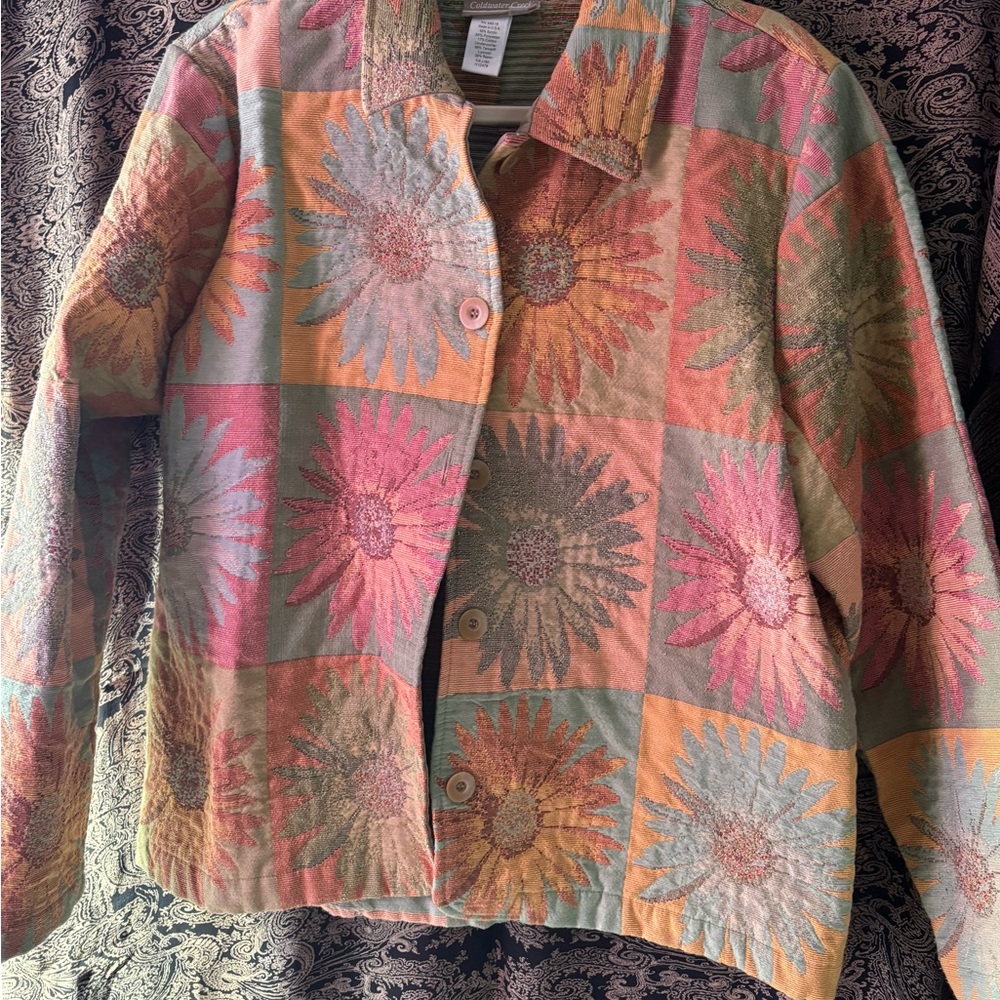 Coldwater Creek Sunflower Patchwork Jacket in Pink, Orange, Green, Blue